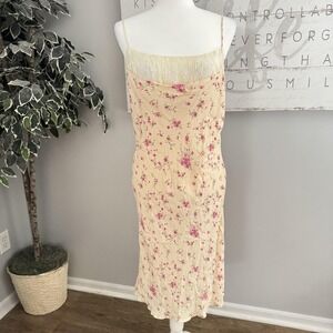 Victoria's Secret Hugo Buscati Vintage Floral Milkmaid Dress Size 12 Cream‎ Pink
